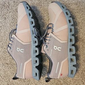 On Running Women's Cloud Waterproof Shoes - Pink and Gray Size 9
